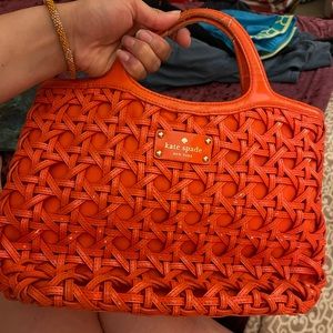 Kate Spade ♠️ Westwind Drive Felice Poppy Orange Vegan Patent Leather Satchel